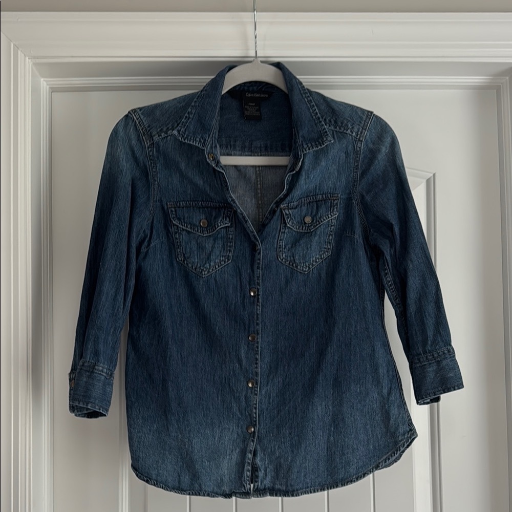 Calvin Klein Blue Denim Button Down Shirt